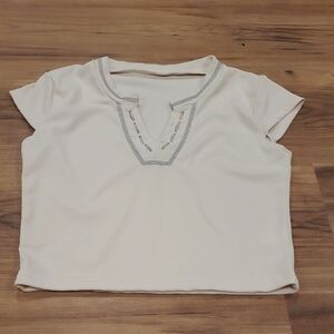 Stylish Cream Crop Top with Embroidered Detail